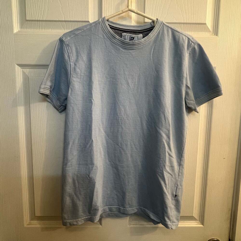 Thread & Cloth Light Blue Textured Slub Cotton T-Shirt